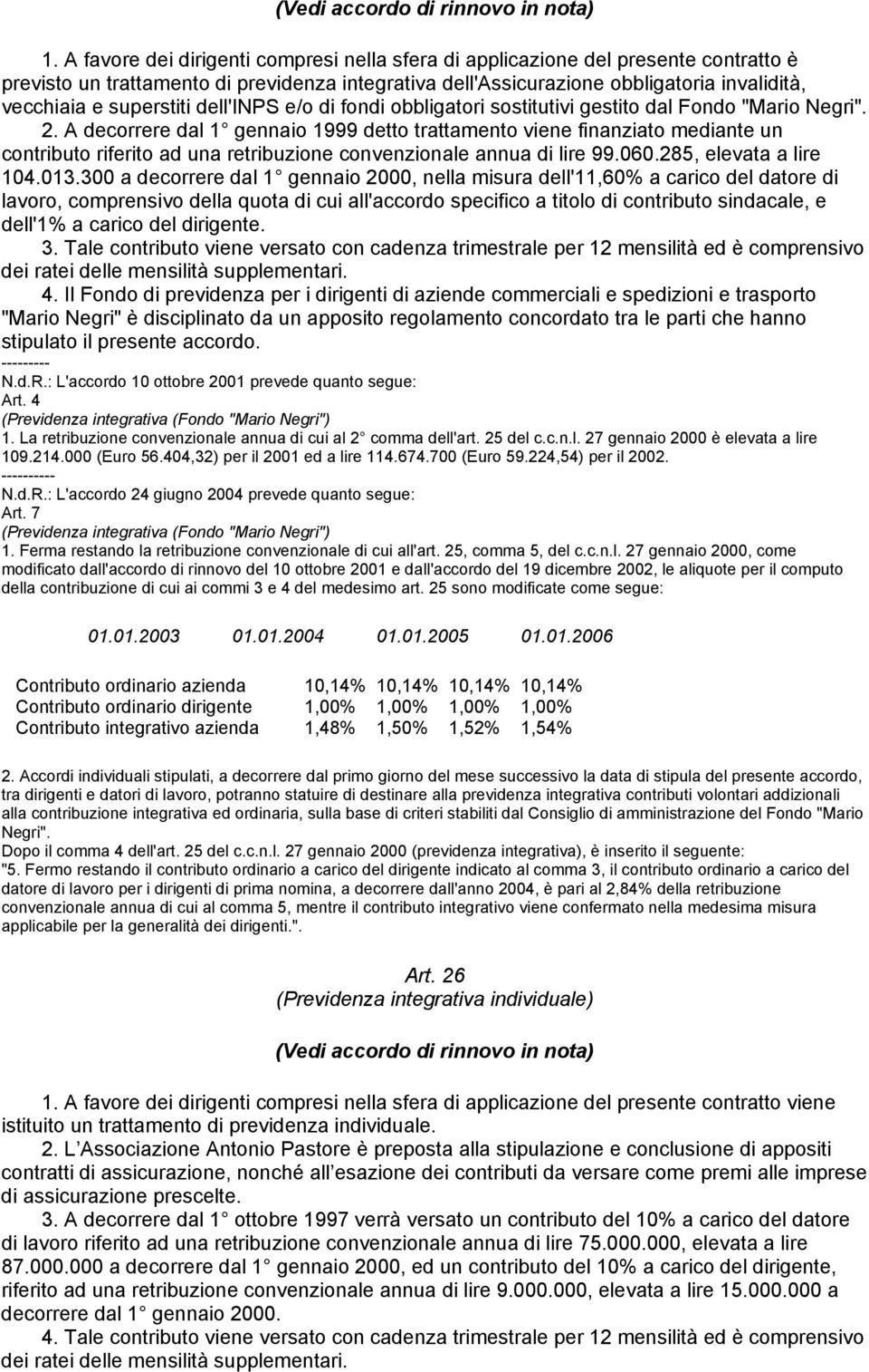 superstiti dell'inps e/o di fondi obbligatori sostitutivi gestito dal Fondo "Mario Negri". 2.