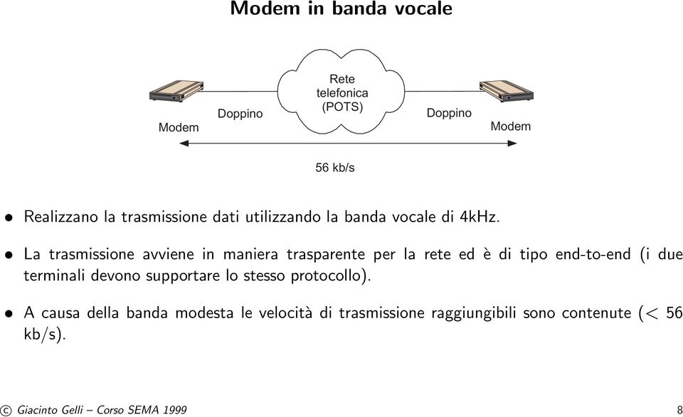 La trasmissione avviene in maniera trasparente per la rete ed è di tipo end-to-end (i due terminali