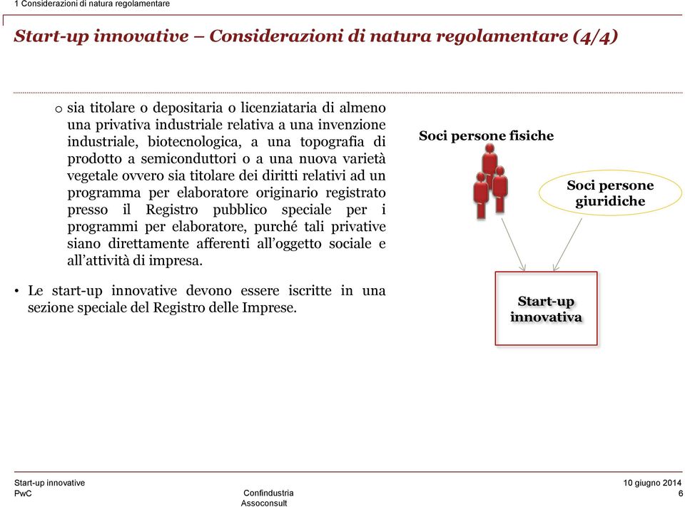 elaboratore originario registrato presso il Registro pubblico speciale per i programmi per elaboratore, purché tali privative siano direttamente afferenti all oggetto sociale e all