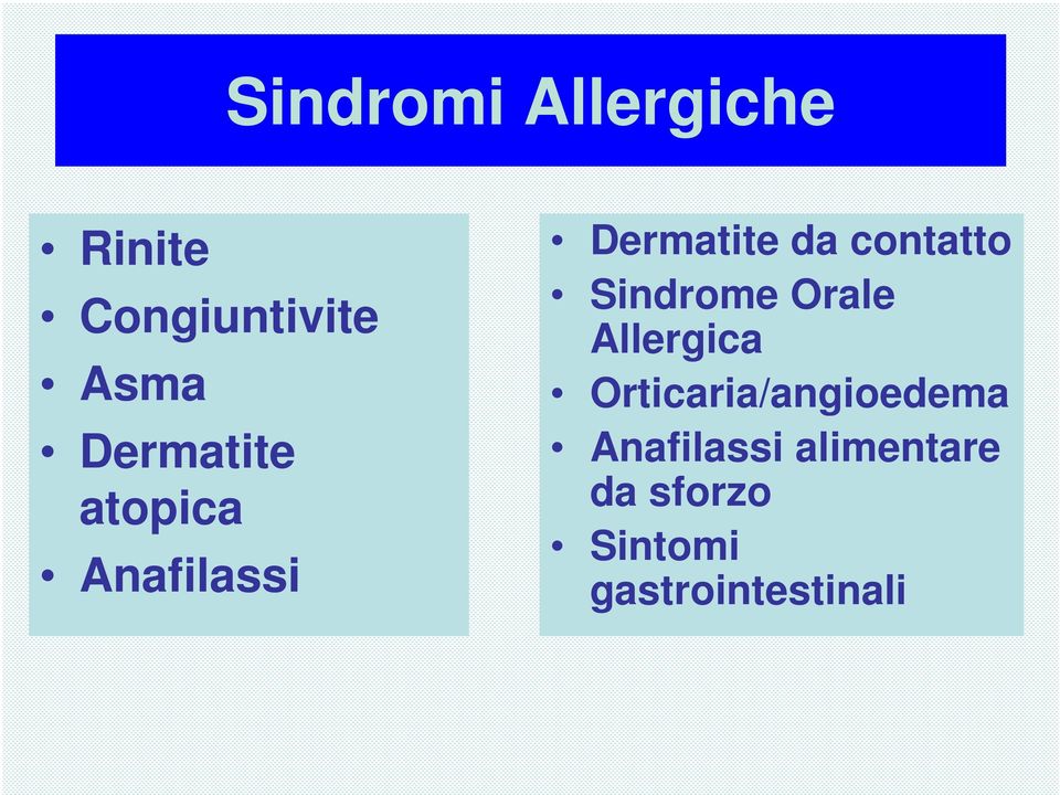 contatto Sindrome Orale Allergica