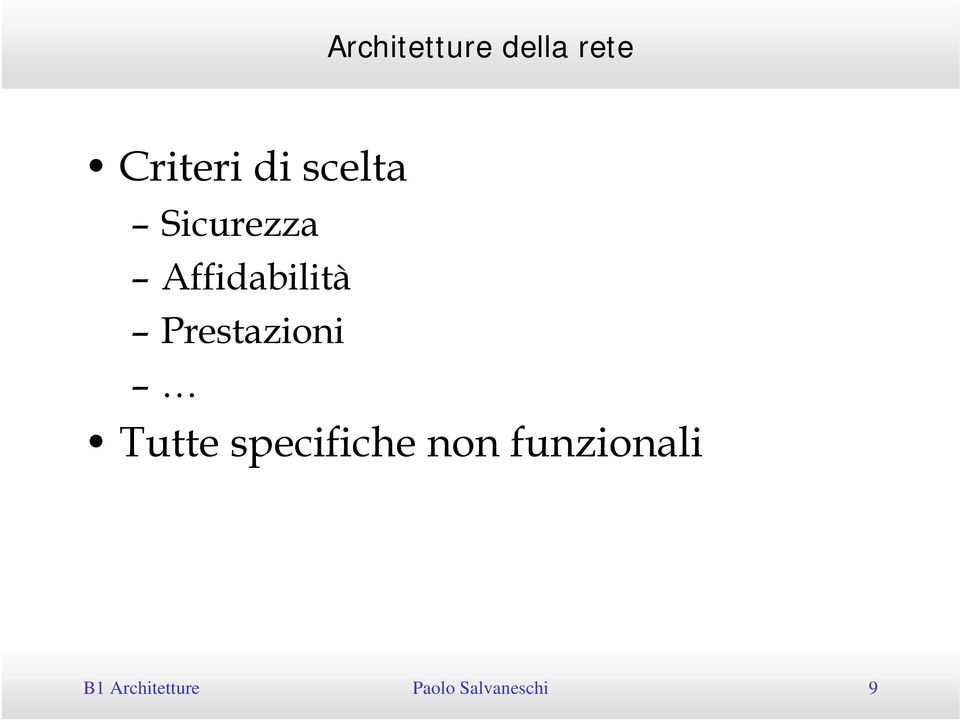 specifiche non funzionali B1 Architetture