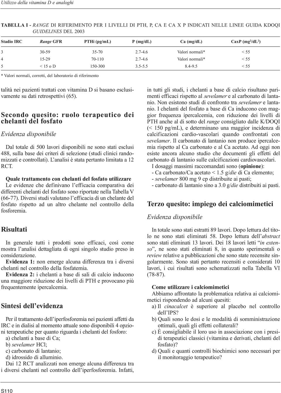 5 < 55 * Valori normali, corretti, del laboratorio di riferimento talità nei pazienti trattati con vitamina D si basano esclusivamente su dati retrospettivi (65).