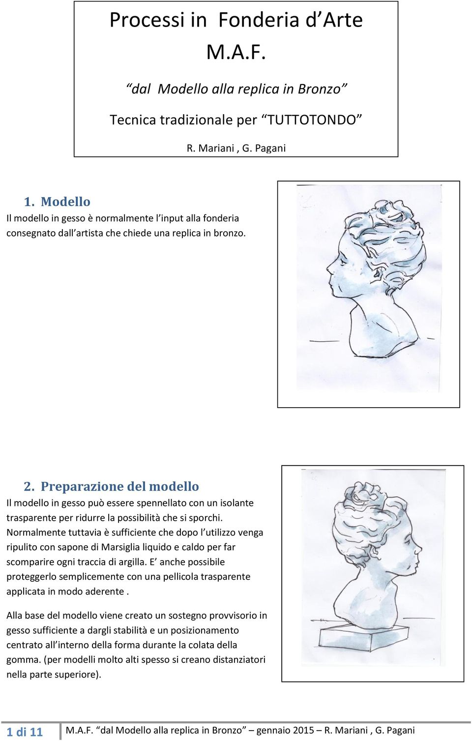 Preparazione del modello Il modello in gesso può essere spennellato con un isolante trasparente per ridurre la possibilità che si sporchi.