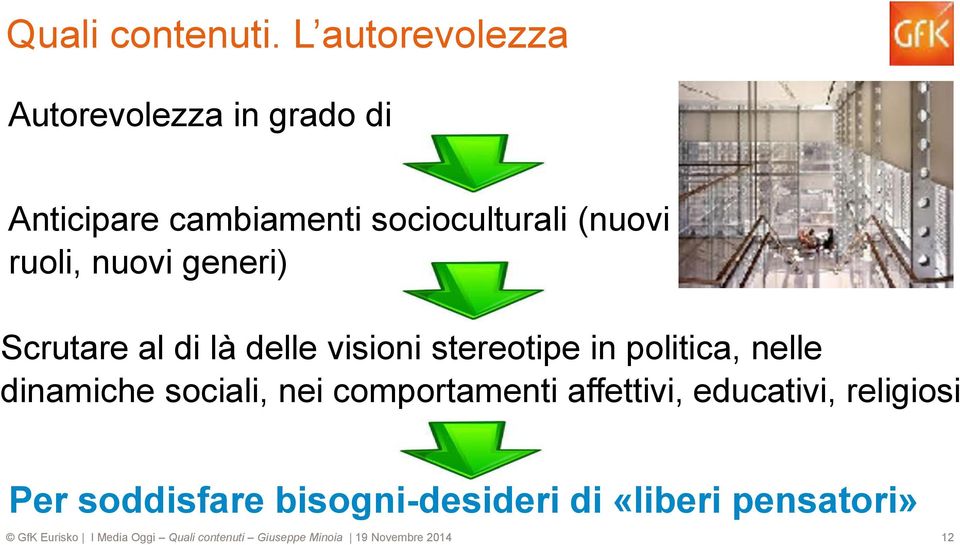 nuovi generi) Scrutare al di là delle visioni stereotipe in politica, nelle dinamiche sociali,