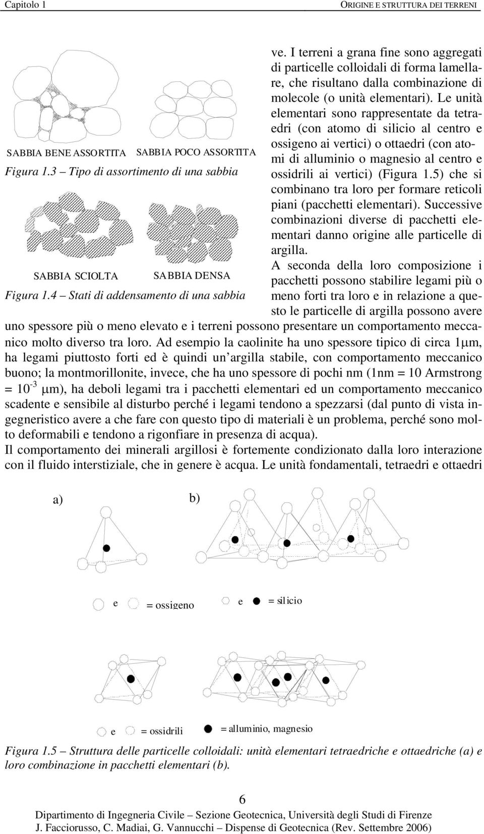 3 Tipo di assortimento di una sabbia ossidrili ai vertici) (Figura 1.5) che si SABBIA SCIOLTA SABBIA DENSA combinano tra loro per formare reticoli piani (pacchetti elementari).