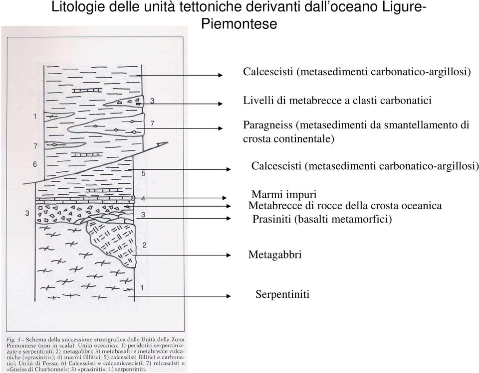 (metasedimenti da smantellamento di crosta continentale) Calcescisti (metasedimenti