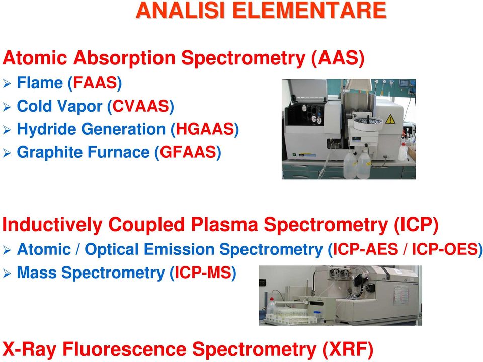 Coupled Plasma Spectrometry (ICP) Atomic / Optical Emission Spectrometry
