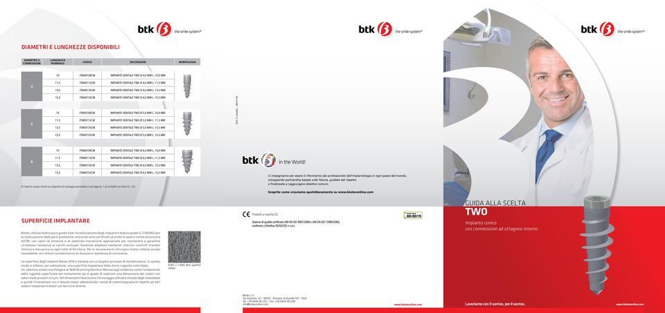 15,5 mm 10 ITW50100CM IMPIANTO DENTALE TWO ø 5,0 mm L. 10,0 mm 11,5 ITW50115CM IMPIANTO DENTALE TWO ø 5,0 mm L. 11,5 mm 13,5 ITW50135CM IMPIANTO DENTALE TWO ø 5,0 mm L. 13,5 mm 0233_11 unitadv.