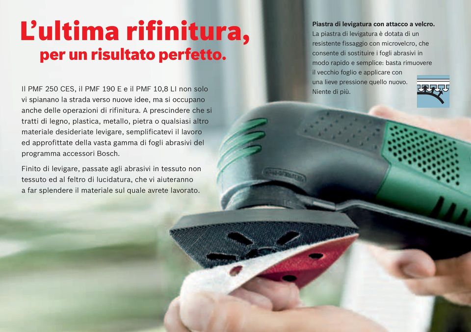 programma accessori Bosch. Piastra di levigatura con attacco a velcro.