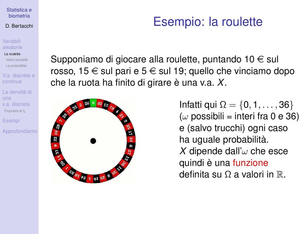 Infatti qui Ω = {0, 1,.