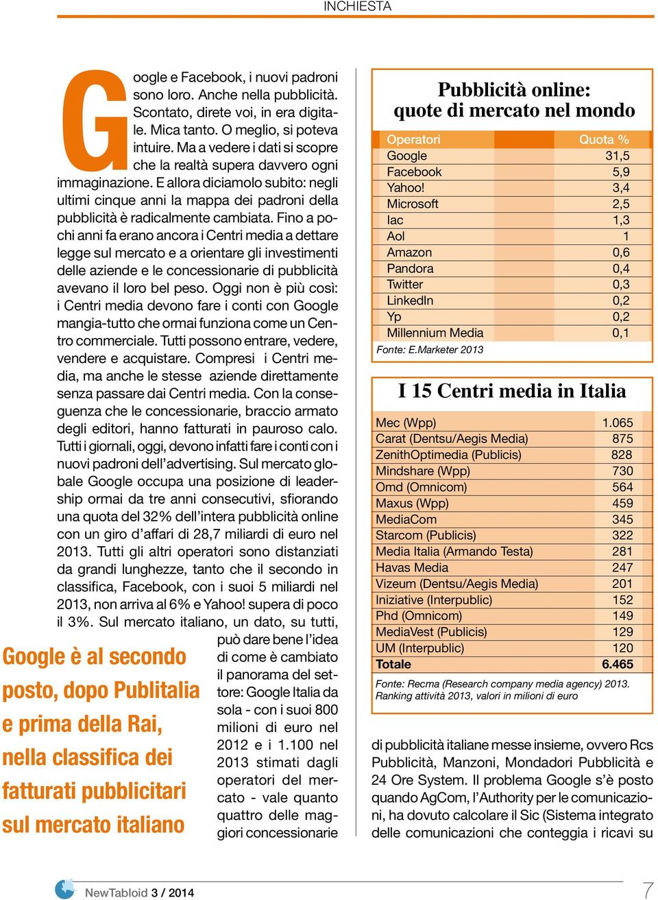 Fino a pochi anni fa erano ancora i Centri media a dettare legge sul mercato e a orientare gli investimenti delle aziende e le concessionarie di pubblicità avevano il loro bel peso.