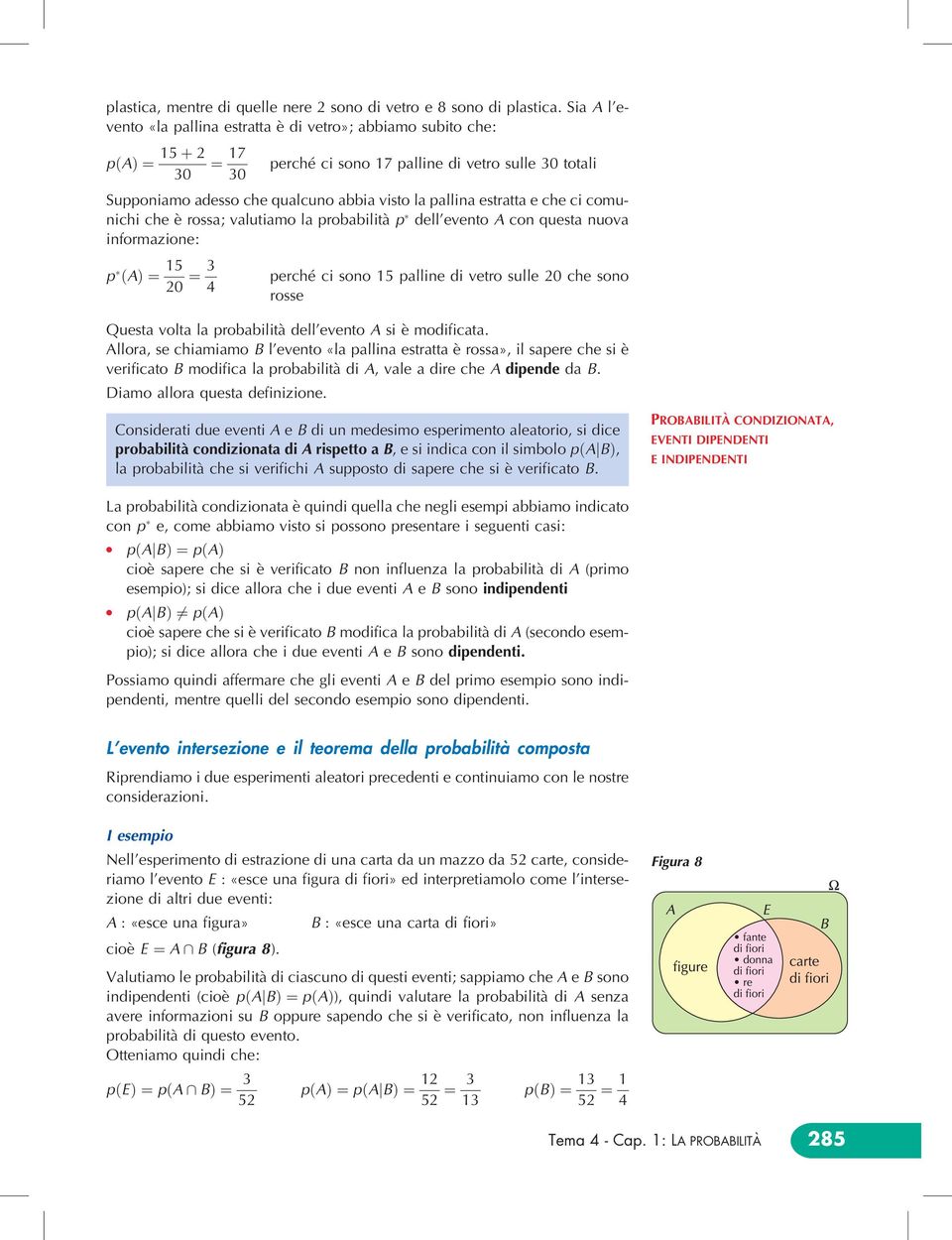 comunichi che eá rossa; vautiamo a probabiitaá p de'evento A con questa nuova informazione: p A ˆ 5 0 ˆ percheâ ci sono 5 paine di vetro sue 0 che sono rosse Questa vota a probabiitaá de'evento A si