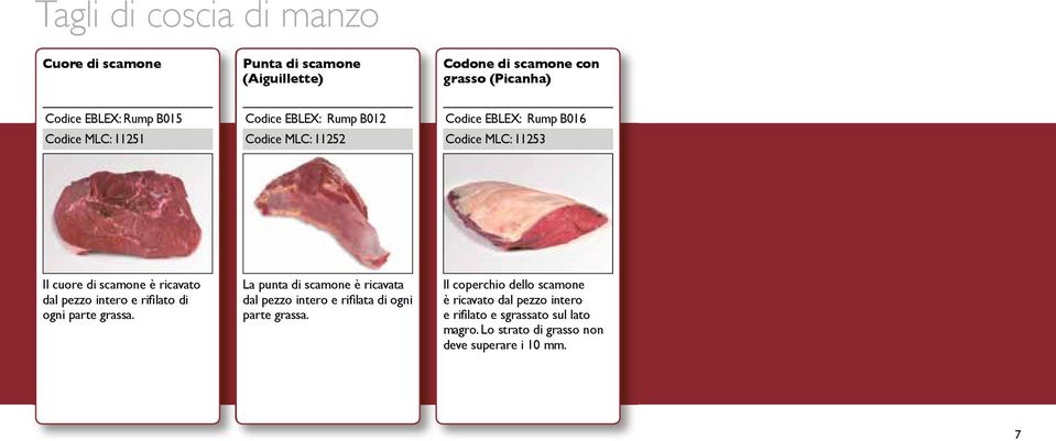 dal pezzo intero e rifilato di ogni parte grassa. La punta di scamone è ricavata dal pezzo intero e rifilata di ogni parte grassa.