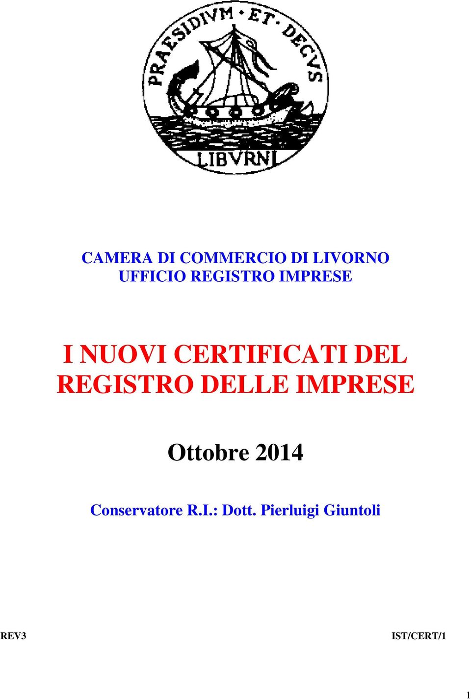 REGISTRO DELLE IMPRESE Ottobre 2014