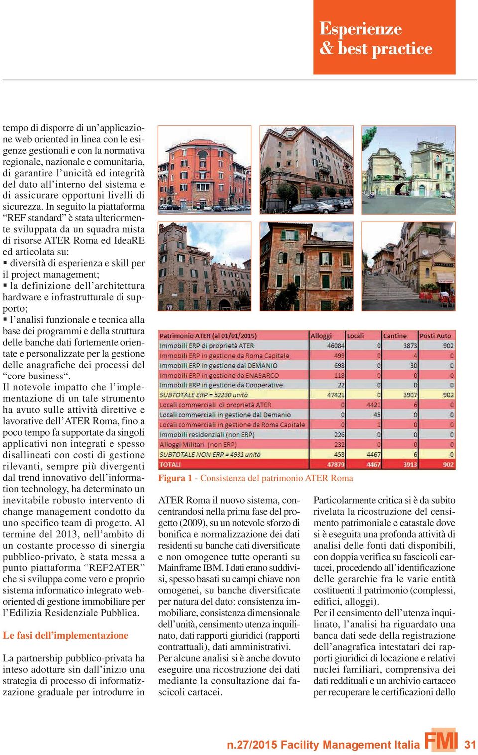 In seguito la piattaforma REF standard è stata ulteriormente sviluppata da un squadra mista di risorse ATER Roma ed IdeaRE ed articolata su: diversità di esperienza e skill per il project management;