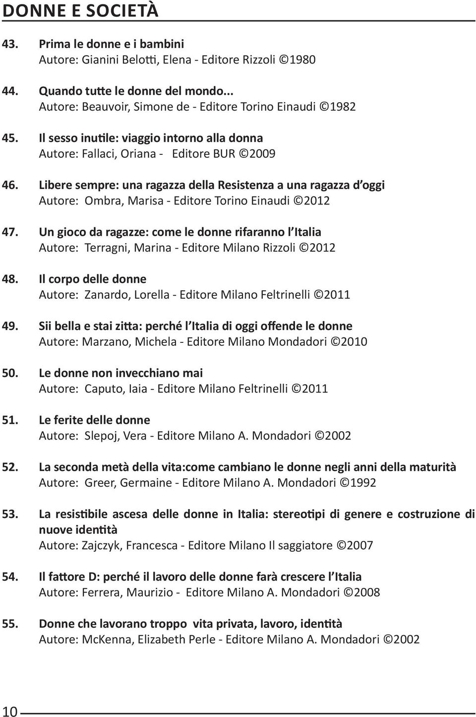 Libere sempre: una ragazza della Resistenza a una ragazza d oggi Autore: Ombra, Marisa - Editore Torino Einaudi 2012 47.