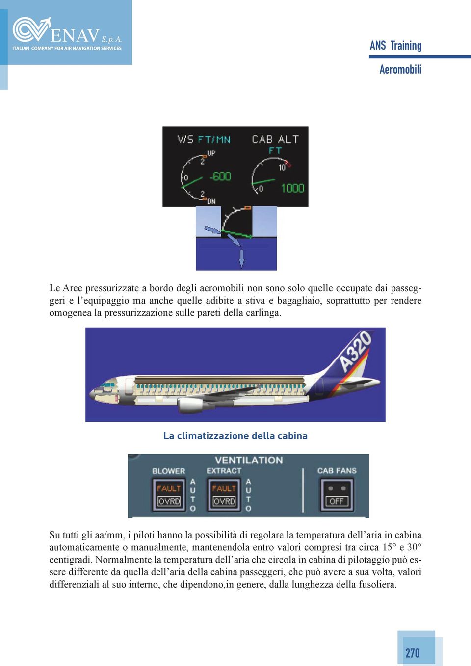 La climatizzazione della cabina Su tutti gli aa/mm, i piloti hanno la possibilità di regolare la temperatura dell aria in cabina automaticamente o manualmente, mantenendola entro