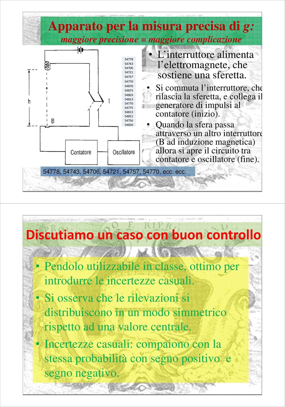 Quando la sfera passa attraverso un altro interruttore (B ad induzione magnetica) allora si apre il circuito tra contatore e oscillatore (fine). 54778, 54743, 54706, 5471, 54757, 54770, ecc.