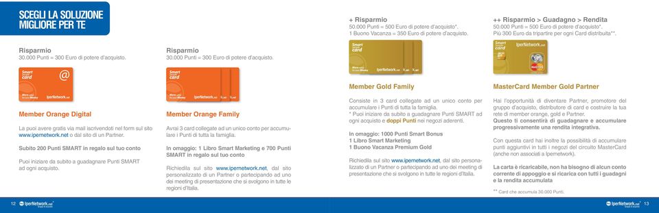 Risparmio 30.000 Punti = 300 Euro di potere d acquisto. @ Member Gold Family MasterCard Member Gold Partner Member Orange Digital La puoi avere gratis via mail iscrivendoti nel form sul sito www.