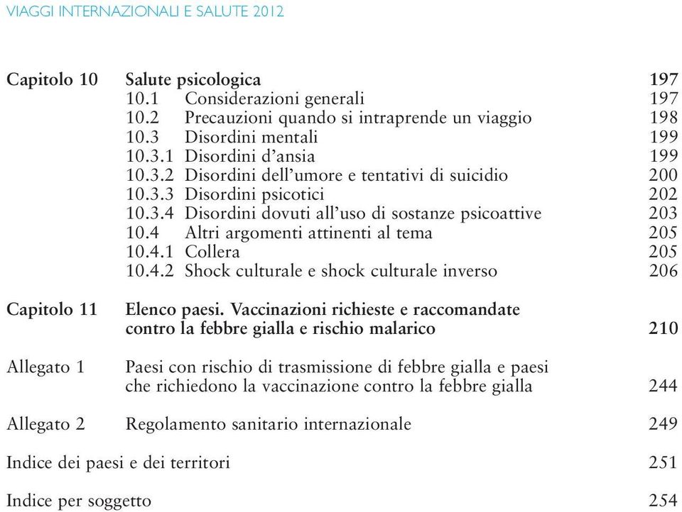 4.2 Shock culturale e shock culturale inverso 206 Capitolo 11 Allegato 1 Elenco paesi.