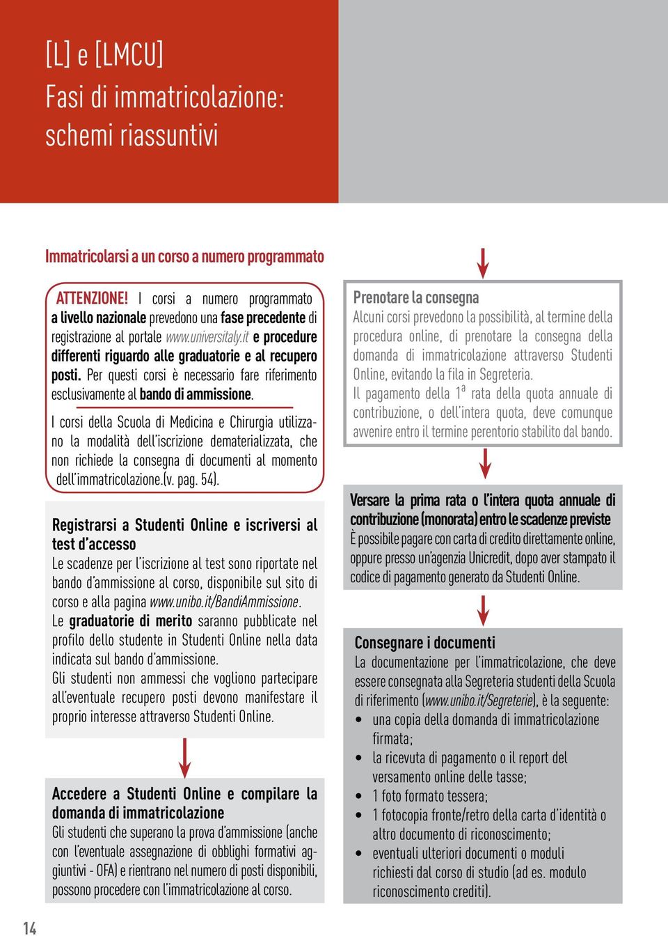 Per questi corsi è necessario fare riferimento esclusivamente al bando di ammissione.