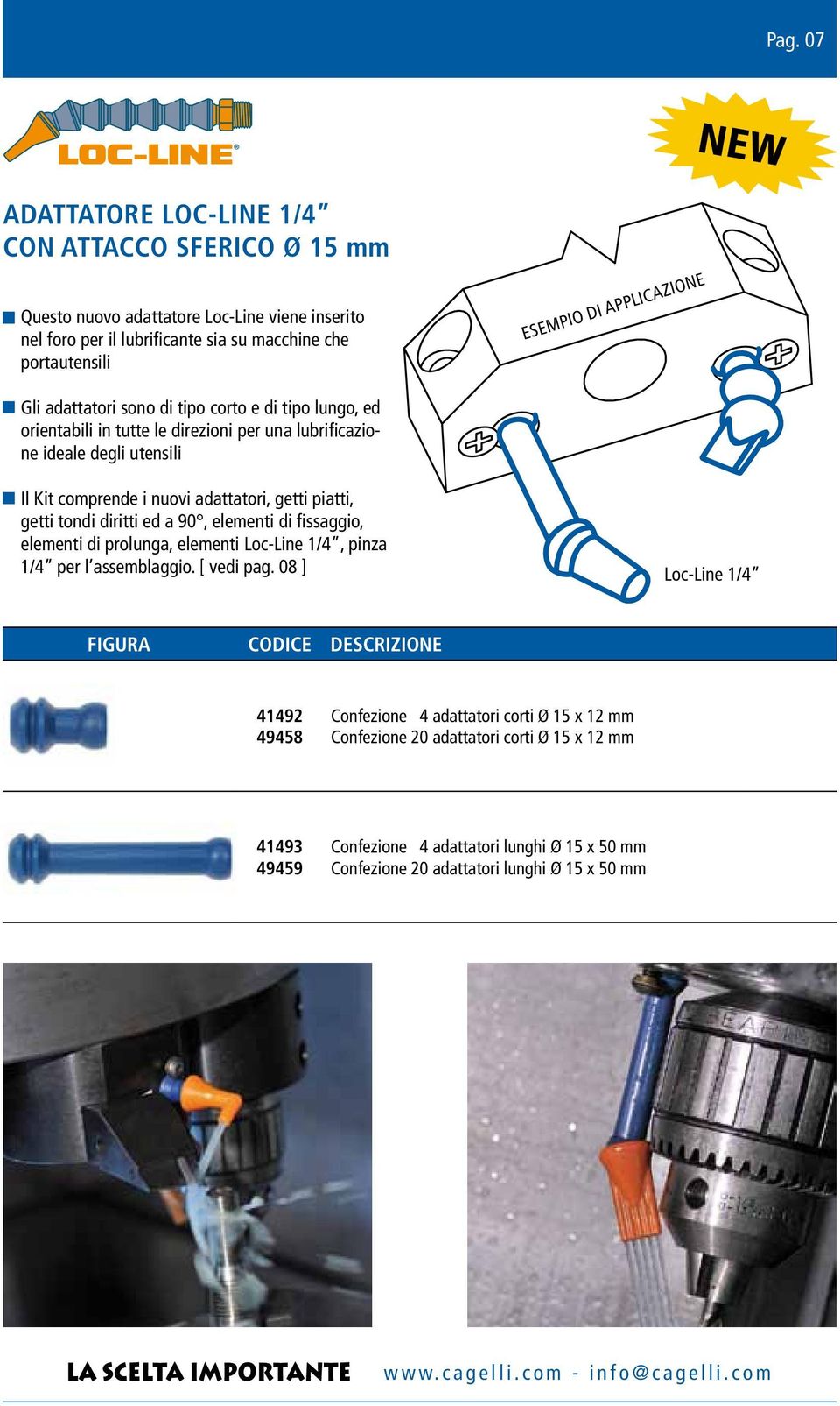 diritti ed a 90, elementi di fissaggio, elementi di prolunga, elementi Loc-Line 1/4, pinza 1/4 per l assemblaggio. [ vedi pag.