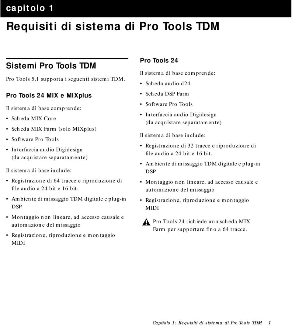 base include: Registrazione di 64 tracce e riproduzione di file audio a 24 bit e 16 bit.