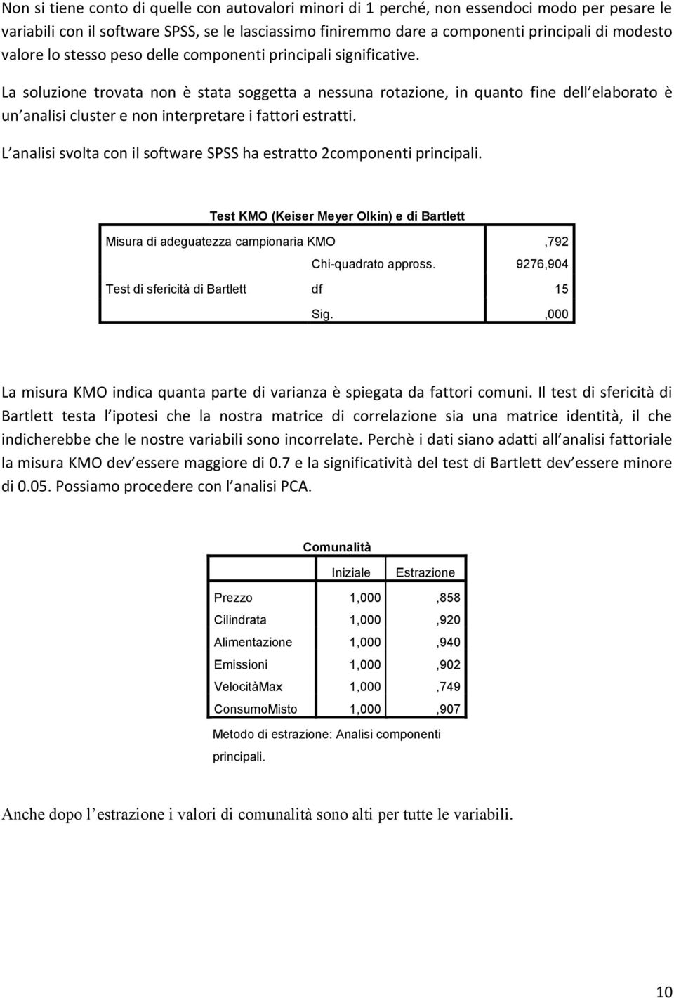 La soluzione trovata non è stata soggetta a nessuna rotazione, in quanto fine dell elaborato è un analisi cluster e non interpretare i fattori estratti.