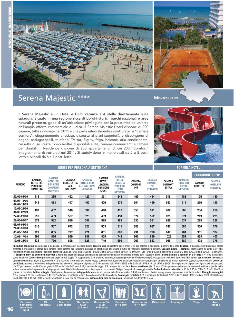 Il Serena Majestic Hotel dispone di 200 camere, tutte rinnovate nel 2011 e una parte integralmente ristrutturate (le camere comfort, elegantemente arredate, disposte ai piani superiori), e dispongono