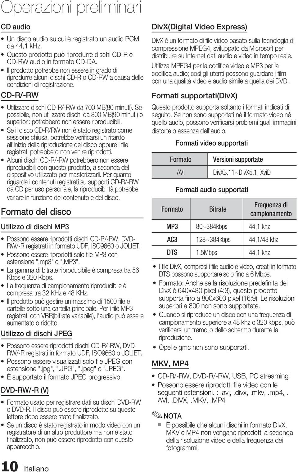 Se possibile, non utilizzare dischi da 800 MB(90 minuti) o superiori: potrebbero non essere riproducibili.