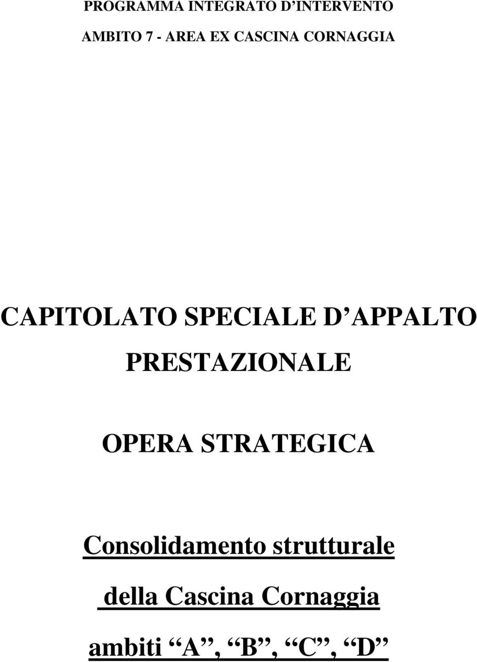 APPALTO PRESTAZIONALE OPERA STRATEGICA