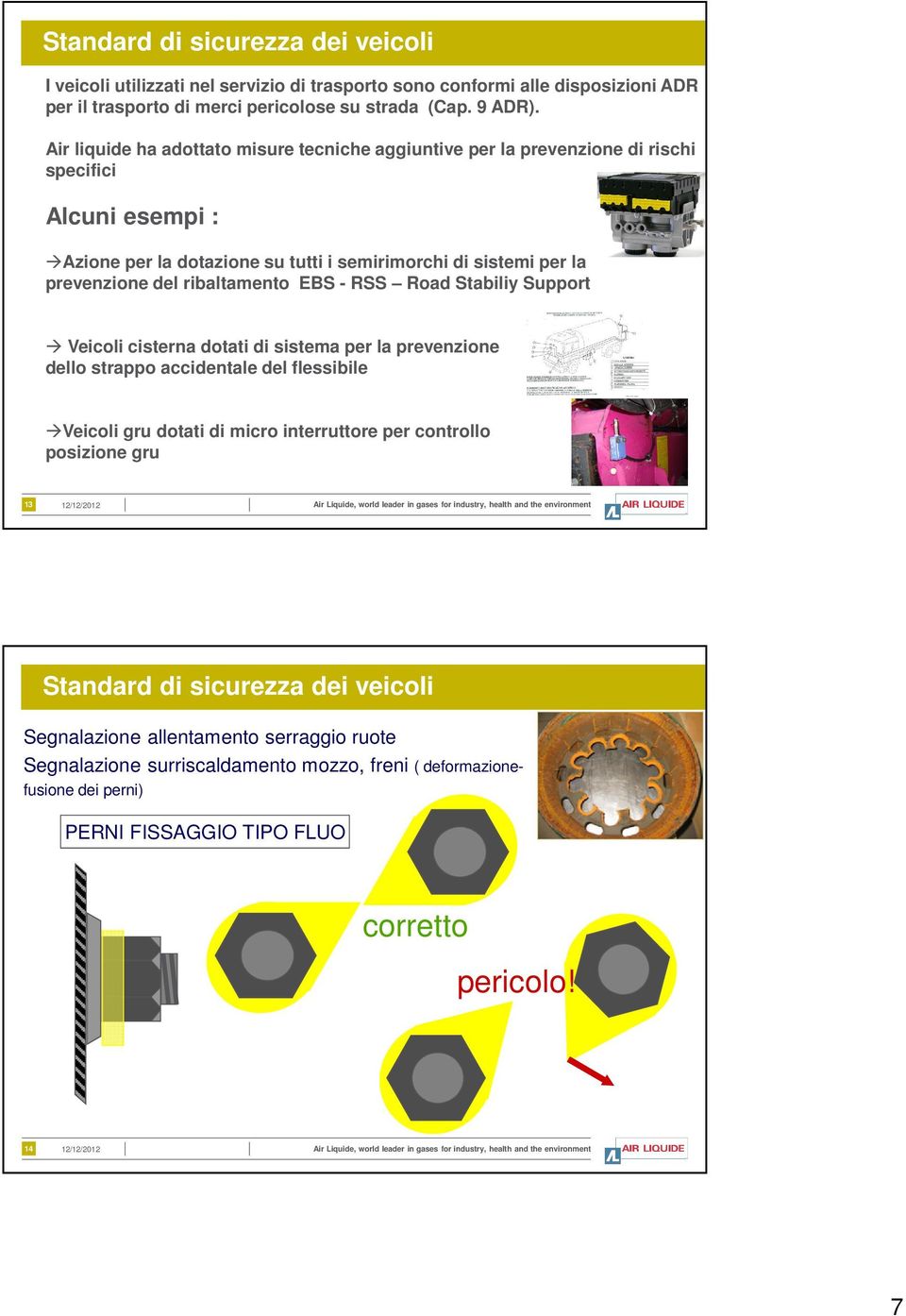 ribaltamento EBS - RSS Road Stabiliy Support Veicoli cisterna dotati di sistema per la prevenzione dello strappo accidentale del flessibile Veicoli gru dotati di micro interruttore per controllo