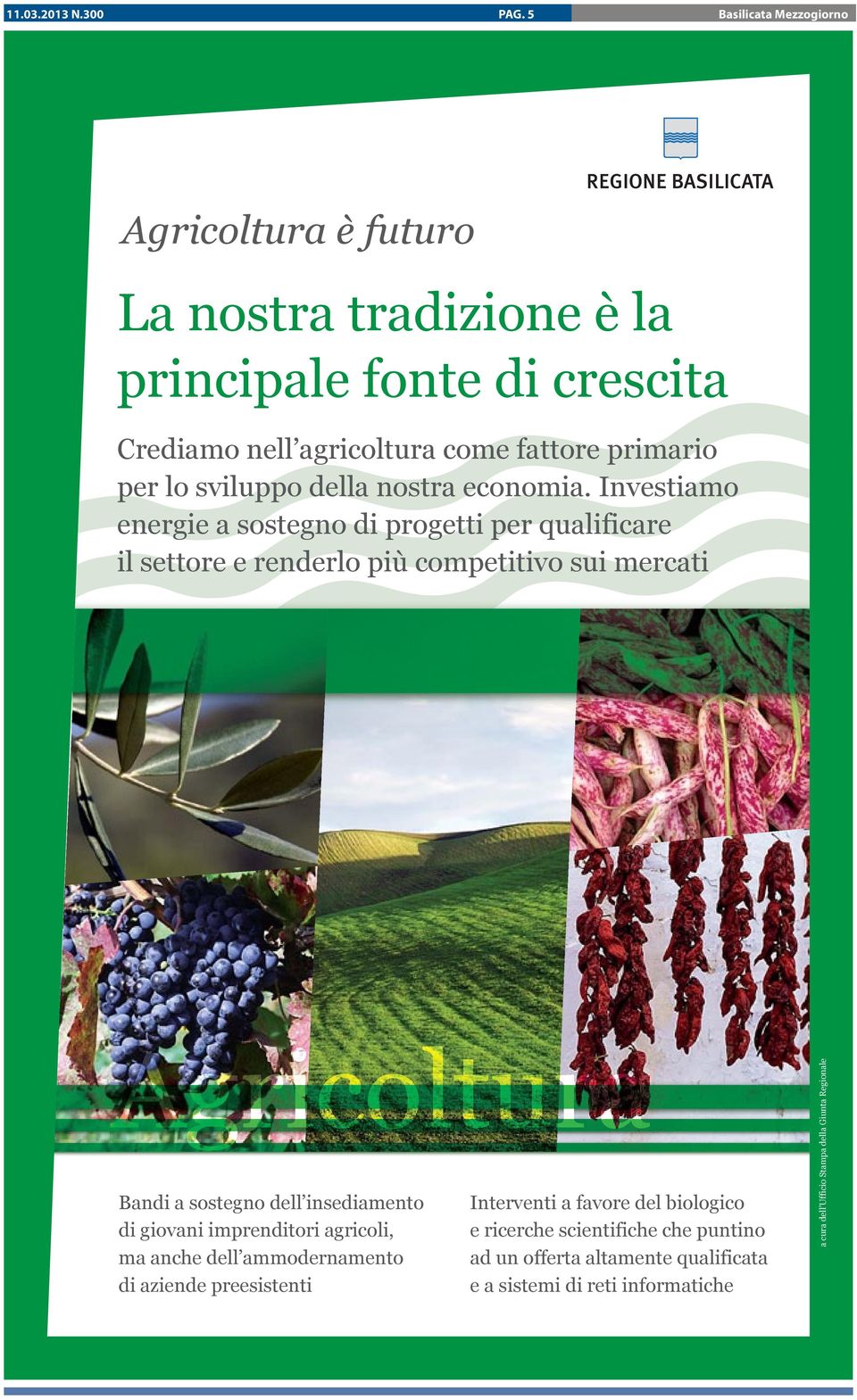 anche dell ammodernamento di aziende preesistenti Interventi a favore del biologico e ricerche scientifiche che puntino ad un offerta altamente