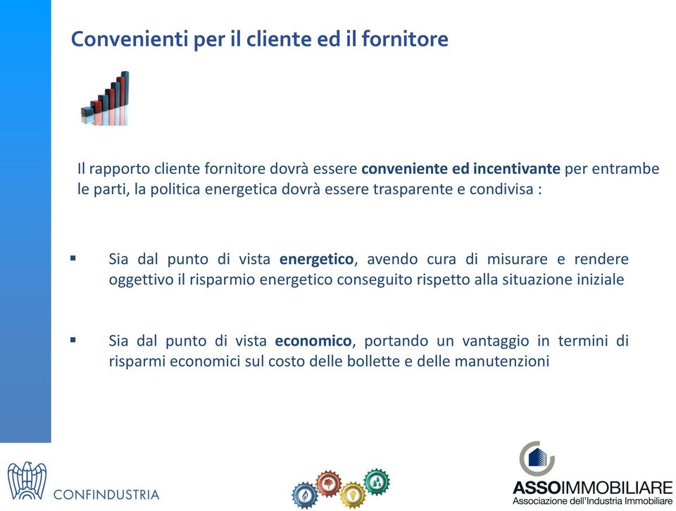 avendo cura di misurare e rendere oggettivo il risparmio energetico conseguito rispetto alla situazione iniziale Sia dal