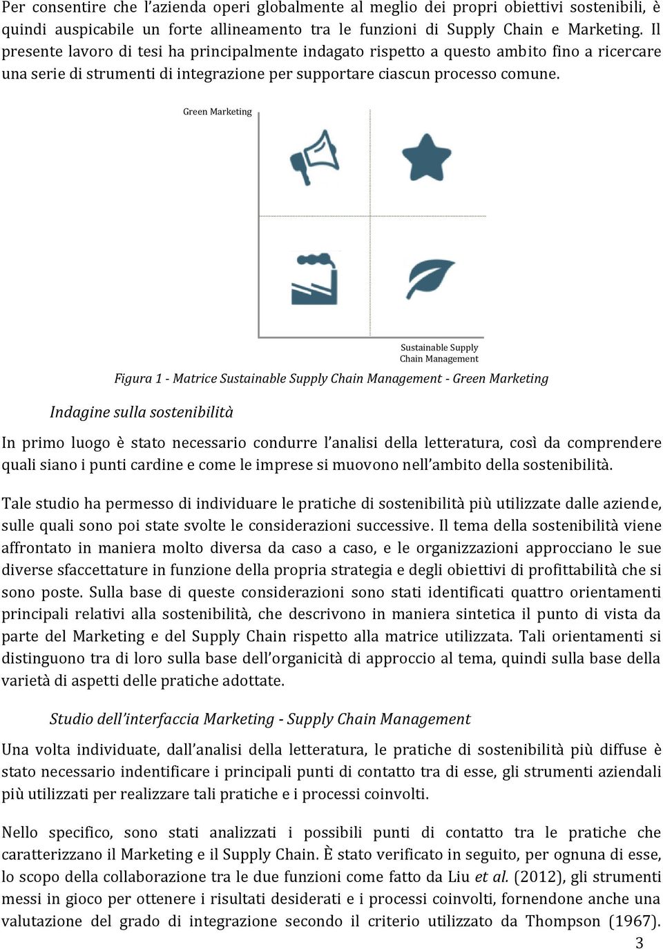 Green Marketing Figura 1 - Matrice Sustainable Supply Chain Management - Green Marketing Indagine sulla sostenibilità Sustainable Supply Chain Management In primo luogo è stato necessario condurre l