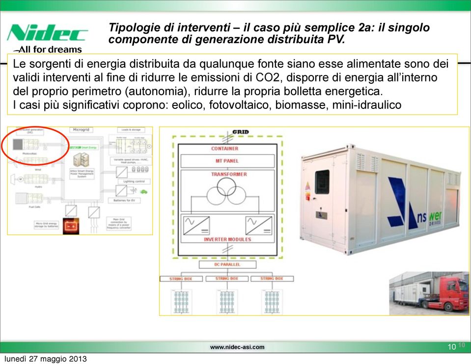 ridurre le emissioni di CO2, disporre di energia all interno del proprio perimetro (autonomia), ridurre la