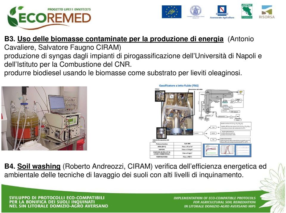 produrre biodiesel usando le biomasse come substrato per lieviti oleaginosi. B4.