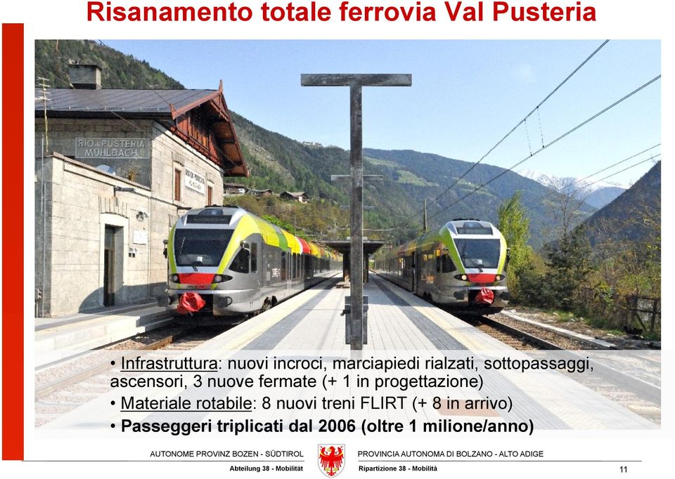 fermate (+ 1 in progettazione) Materiale rotabile: 8 nuovi treni