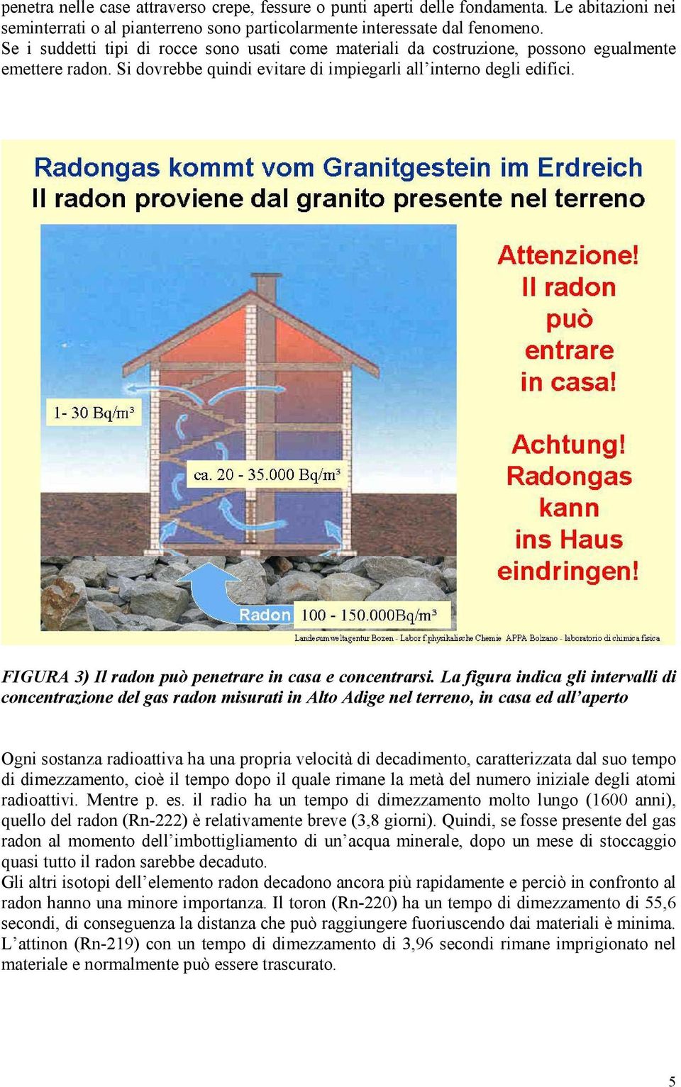 FIGURA 3) Il radon può penetrare in casa e concentrarsi.