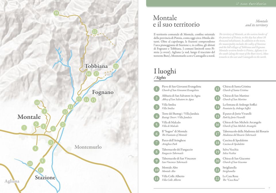 I comuni limitrofi sono Pistoia (a ovest), Agliana (a sud, lungo il tracciato del torrente Bure), Montemurlo a est e Cantagallo a nord.