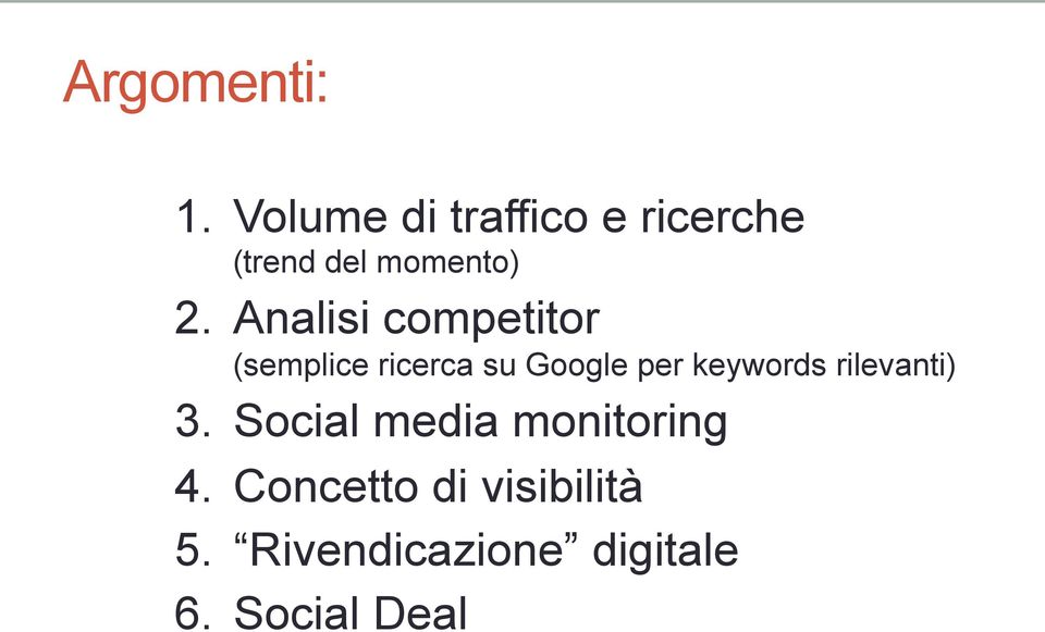 Analisi competitor (semplice ricerca su Google per