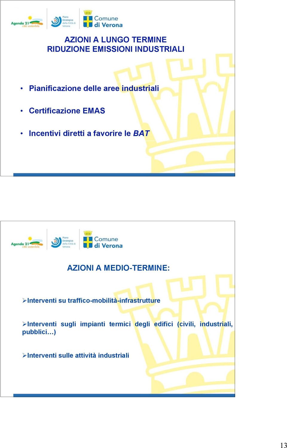 MEDIO-TERMINE: Interventi su traffico-mobilità-infrastrutture Interventi sugli