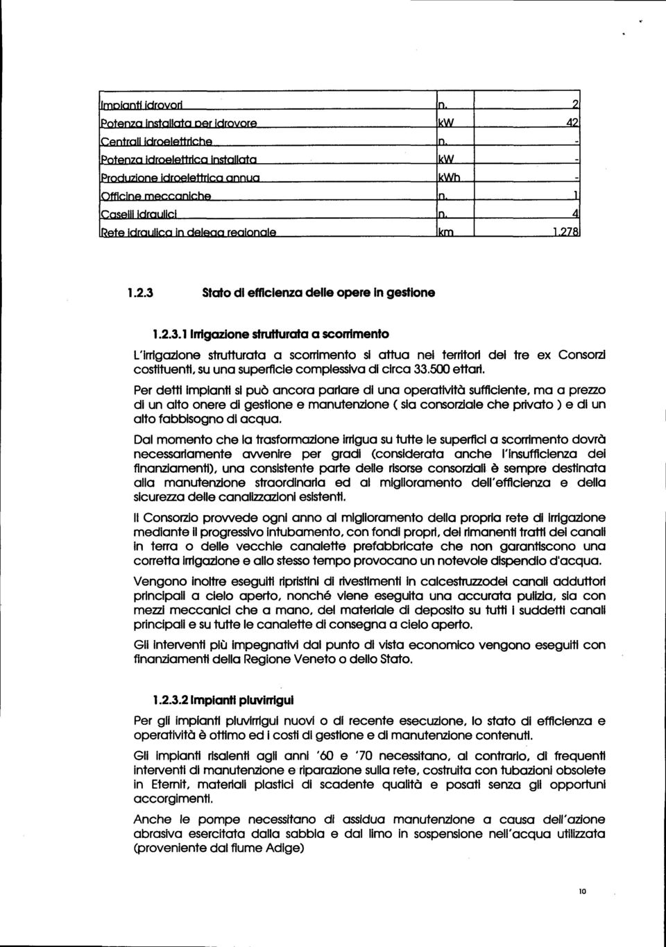 500 ettri. Per detti impinti si può nr prire dl un pertività suffiiente, m prezz di un it nere di gestine e mnutenzine ( si nsrzile he privt ) e di un lt fbbisgn di qu.