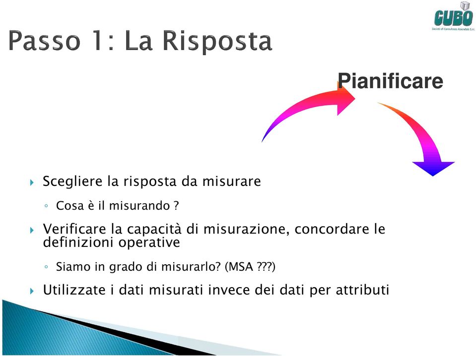 Verificare la capacità di misurazione, concordare le