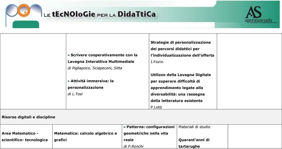 Fiorin Utilizzo della Lavagna Digitale per superare difficoltà di apprendimento legate alla diversabilità: una rassegna della letteratura esistente P.