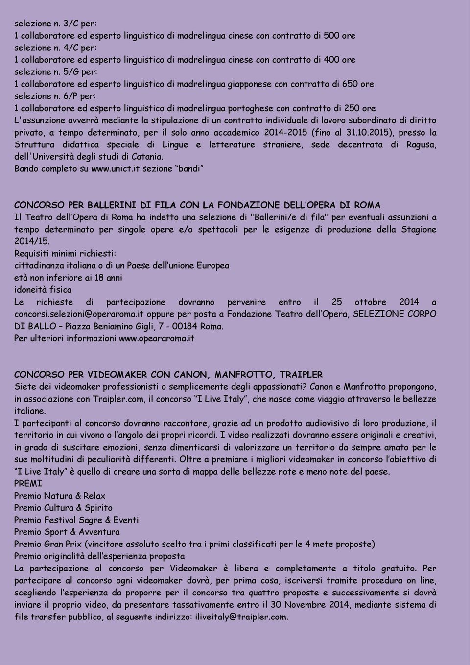 5/G per: 1 collaboratore ed esperto linguistico di madrelingua giapponese con contratto di 650 ore selezione n.