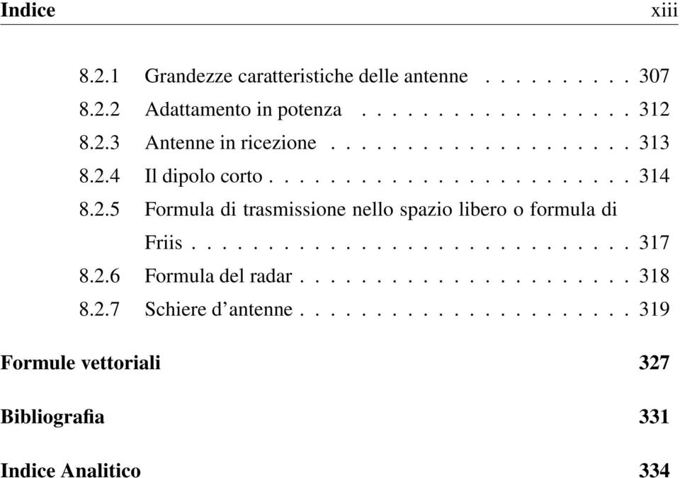 ............................ 317 8.2.6 Formula del radar...................... 318 8.2.7 Schiere d antenne.