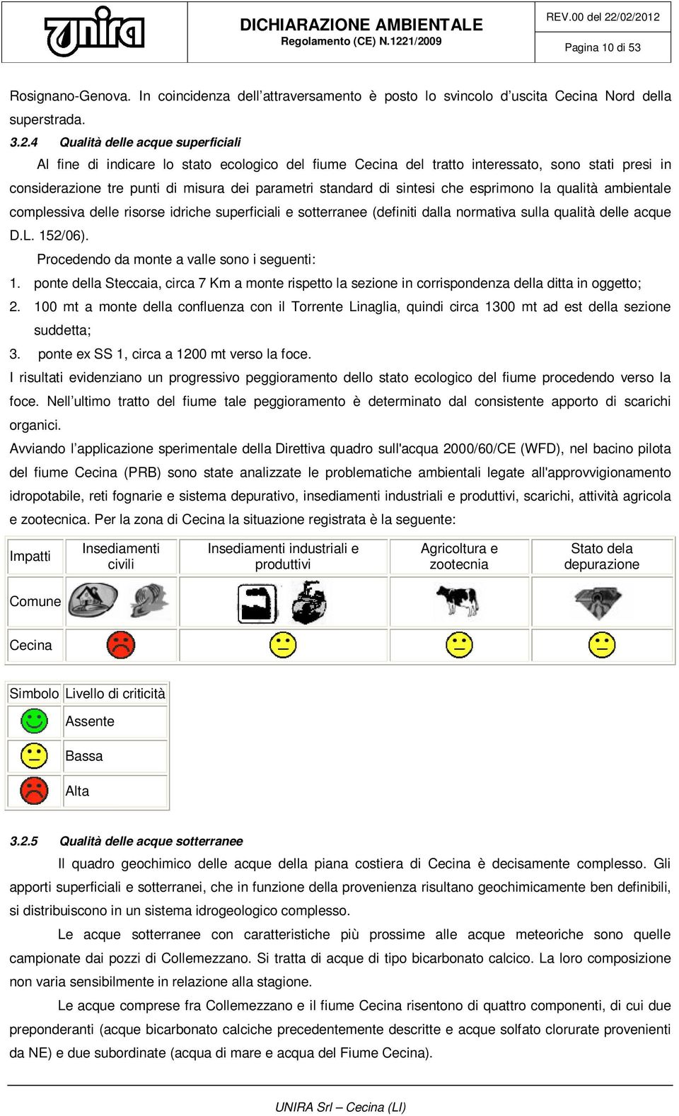 sintesi che esprimono la qualità ambientale complessiva delle risorse idriche superficiali e sotterranee (definiti dalla normativa sulla qualità delle acque D.L. 152/06).