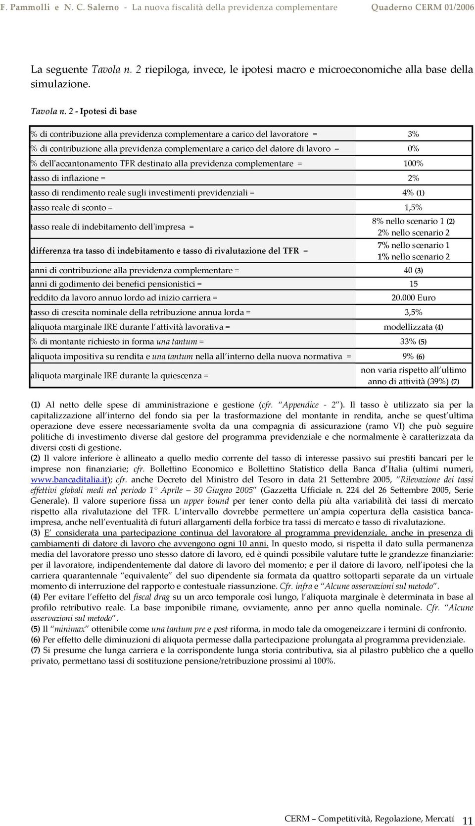 2 Ipotesi di base % di contribuzione alla previdenza complementare a carico del lavoratore = 3% % di contribuzione alla previdenza complementare a carico del datore di lavoro = 0% %