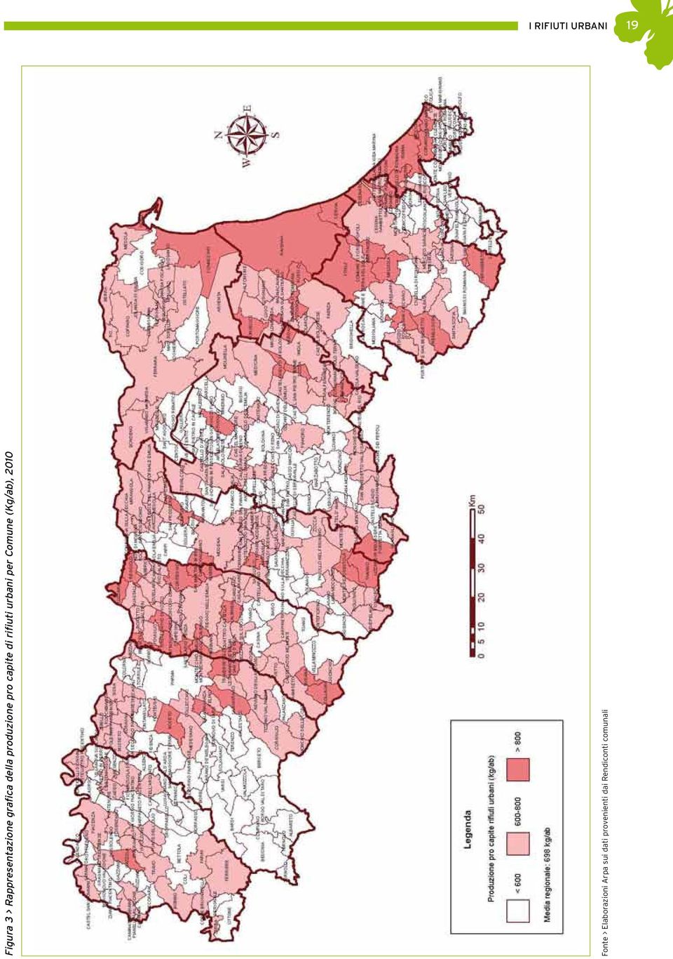 urbani per Comune (Kg/ab), 2010 Fonte >